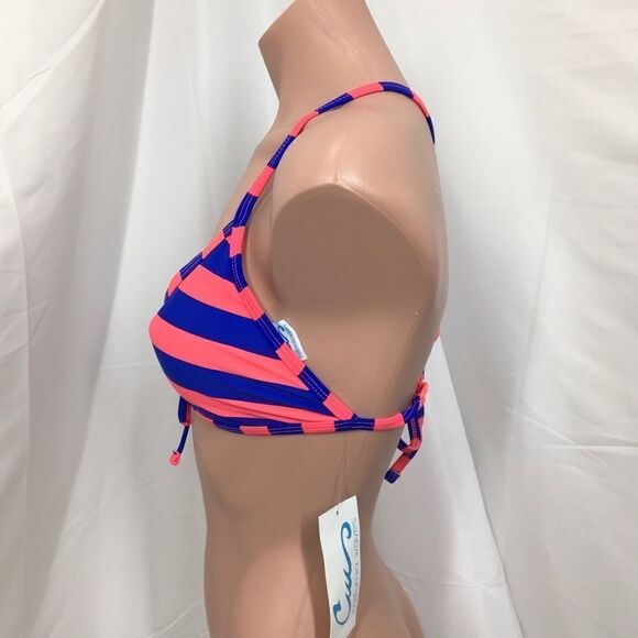 California Waves Stripe Halter Bikini Top (D7) - Picture 2 of 5